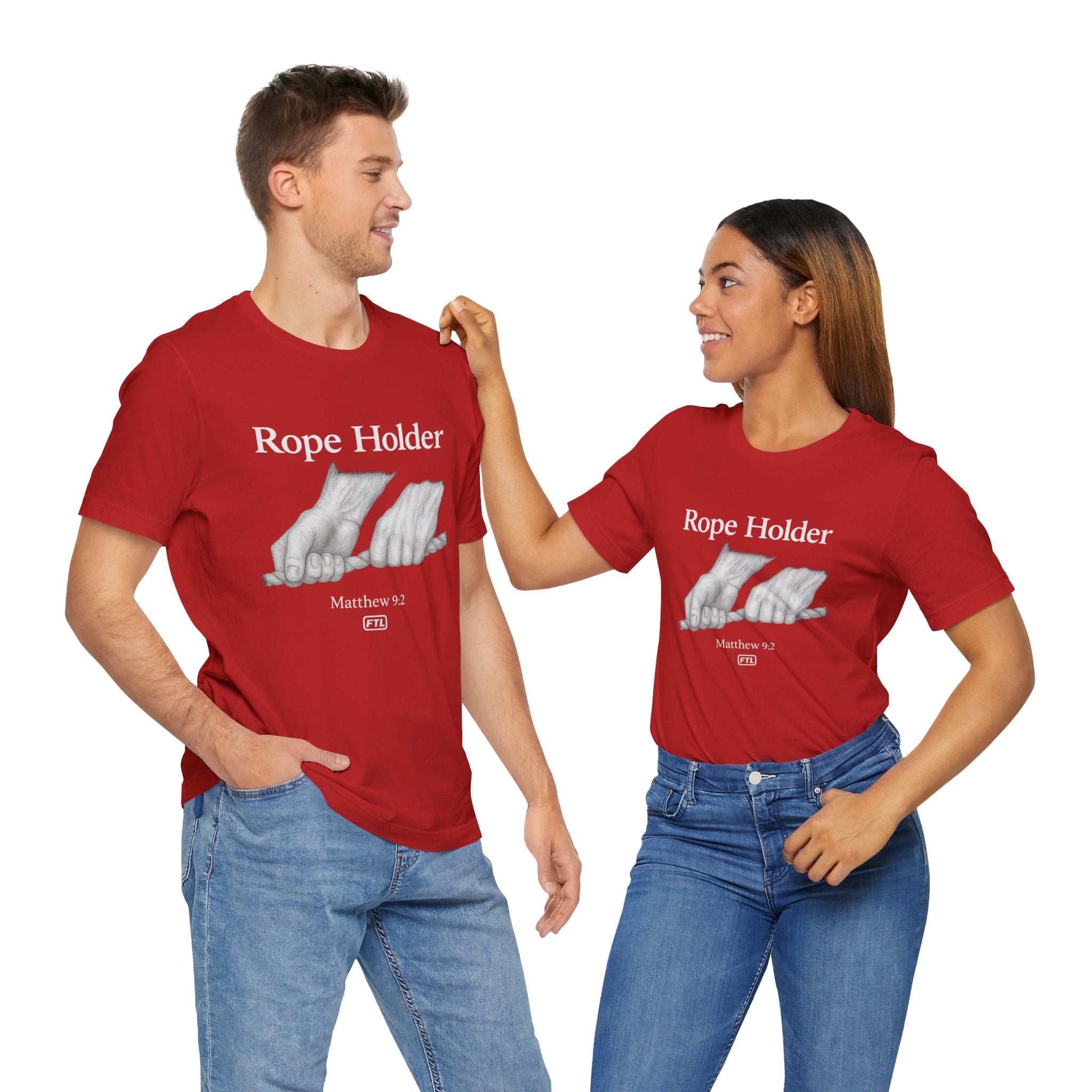 Rope Holder (Matthew 9:2) Unisex Jersey Short Sleeve Tee