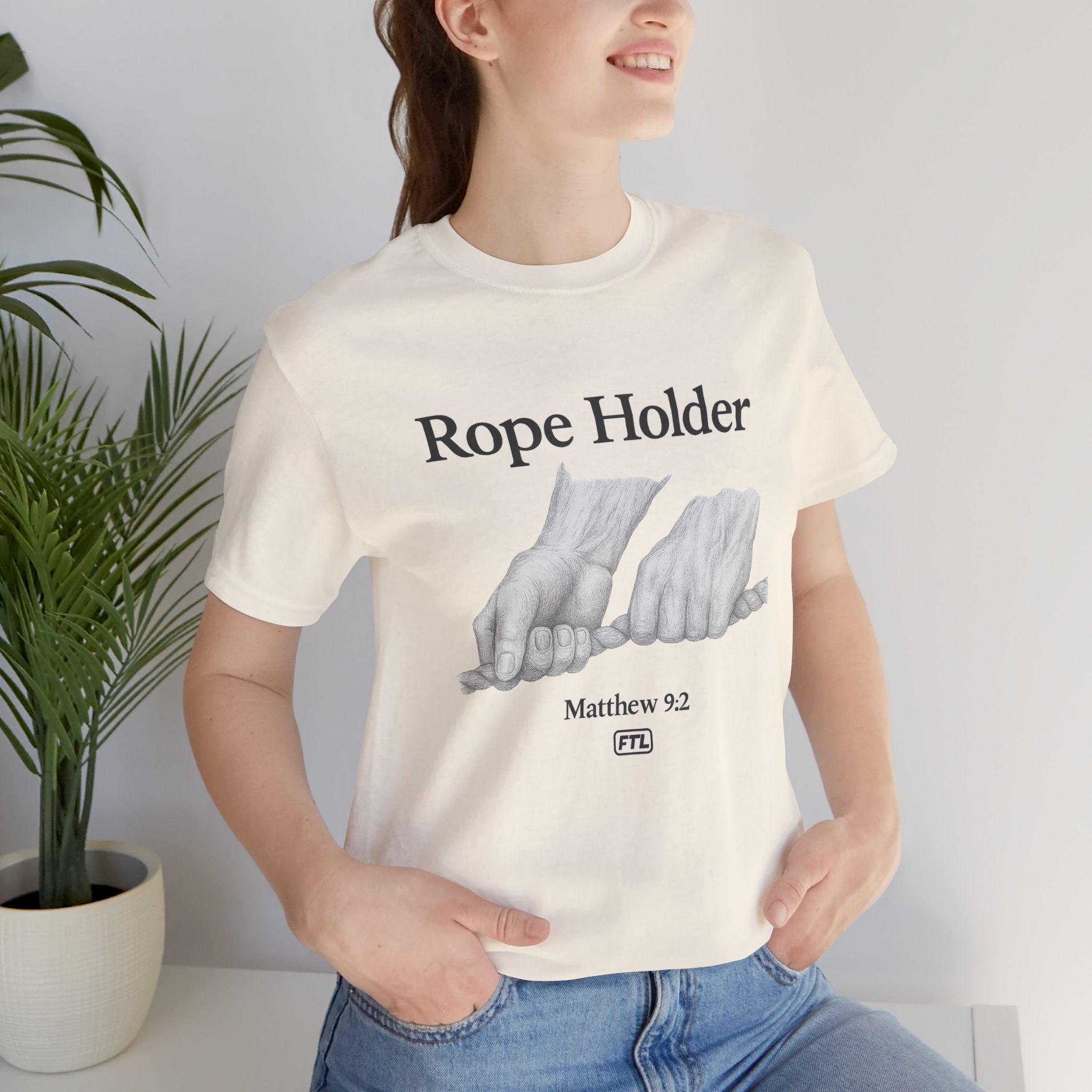 Rope Holder (Matthew 9:2) - Unisex Jersey Short Sleeve Tee
