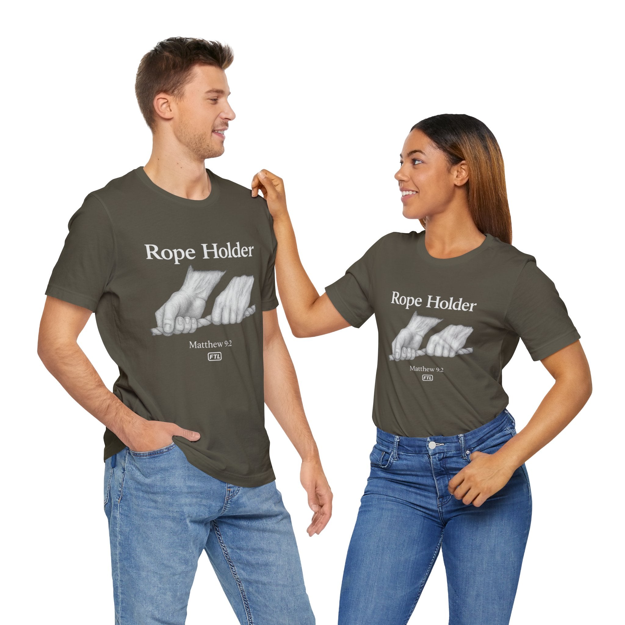 Rope Holder (Matthew 9:2) Unisex Jersey Short Sleeve Tee